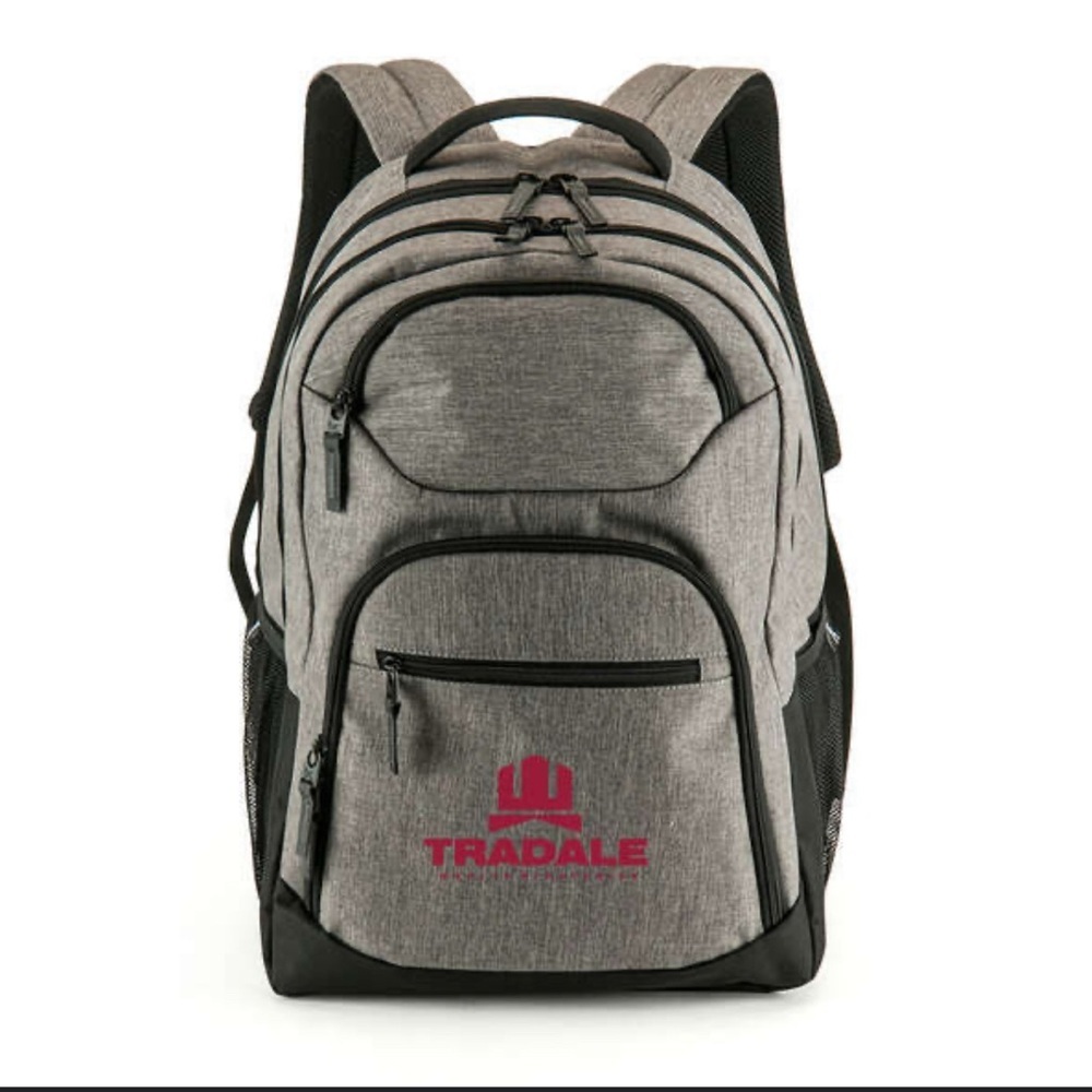 NWOT Heather Gray Backpack with Durable Fabric and Padded Straps